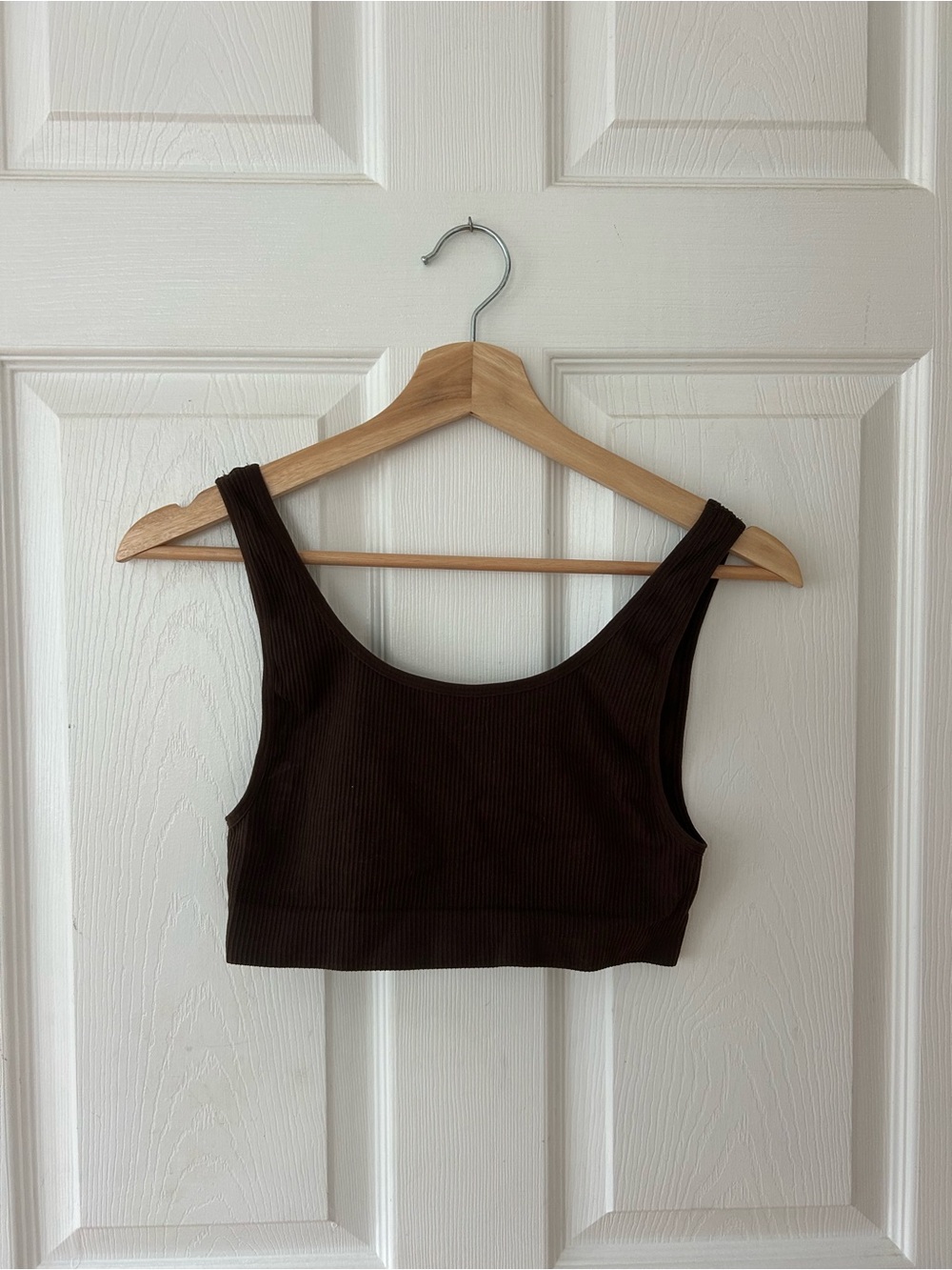 Aritzia Sunday Best Ribbed Crop Tank Top - Dark Brown